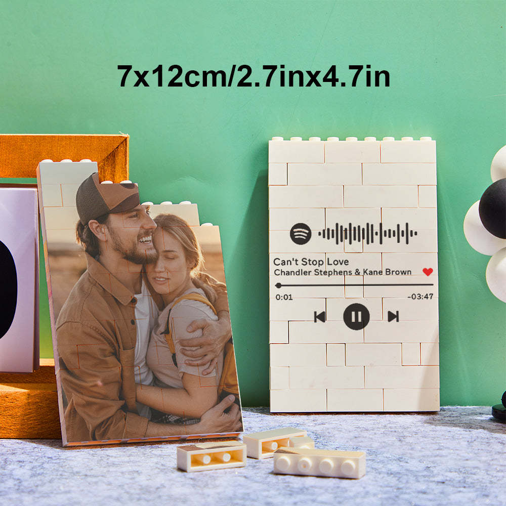 Custom Photo Building Brick Personalized Music Code Block Heart Shaped Photo Block Gifts for Her - MyCustomBrickheadz