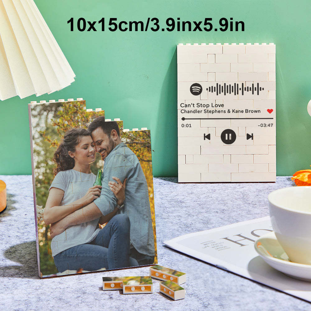 Custom Photo Building Brick Personalized Music Code Block Heart Shaped Photo Block Gifts for Her - MyCustomBrickheadz