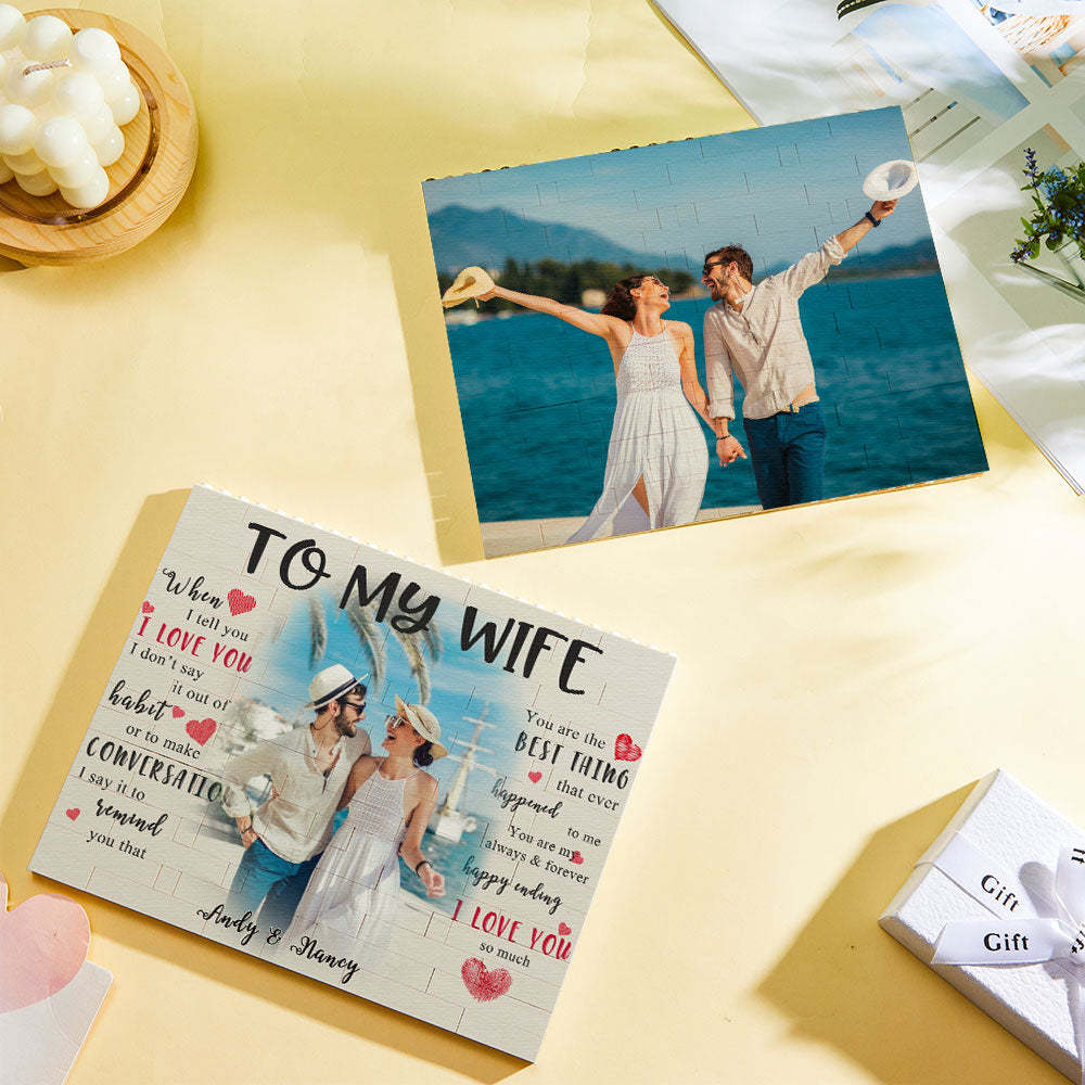 Custom Photo and Name Building Block Brick To My Wife - MyCustomBrickheadz