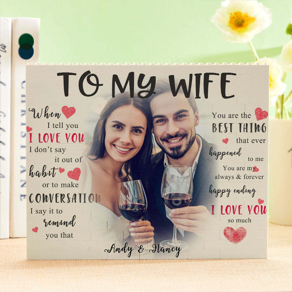 Custom Photo and Name Building Block Brick To My Wife - MyCustomBrickheadz