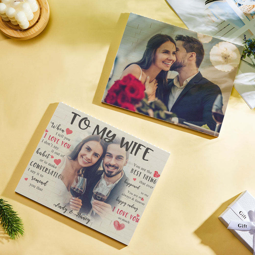 Custom Photo and Name Building Block Brick To My Wife - MyCustomBrickheadz