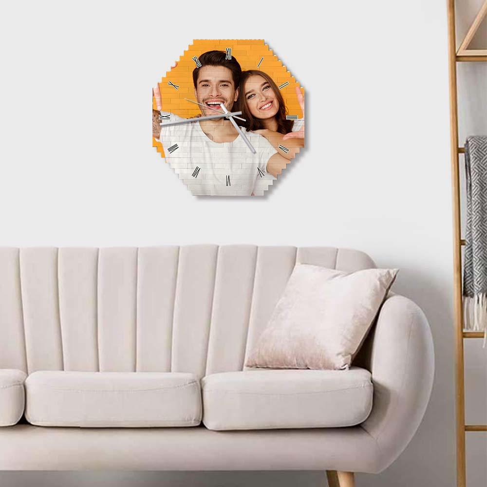 Custom Building Block Wall Clock Personality Puzzle Custom Photo Pointer Brick Clock - MyCustomBrickheadz