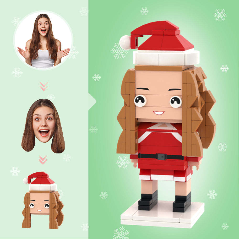 Christmas Gifts Custom Head Brick Figures Personalized Christmas Girl Brick Figures Small Particle Block Toy - MyCustomBrickheadz