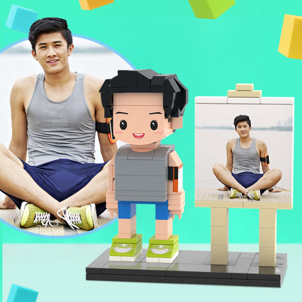 Full Body Custom 1 Person Brick Figures Custom Brick Figures with Frame Small Particle Block Toy Gifts for Boyfriend - MyCustomBrickheadz