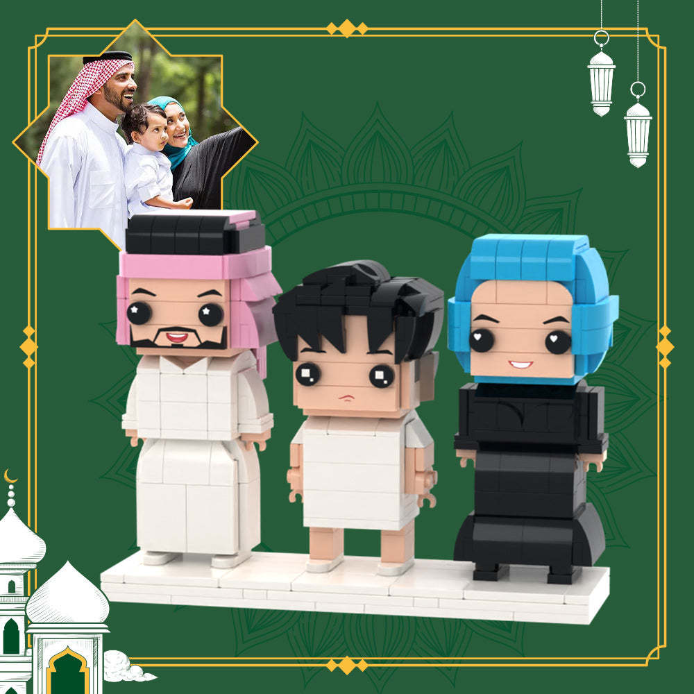 Family Gifts Full Body Customizable 3 People Custom Brick Figures Small Particle Block - MyCustomBrickheadz