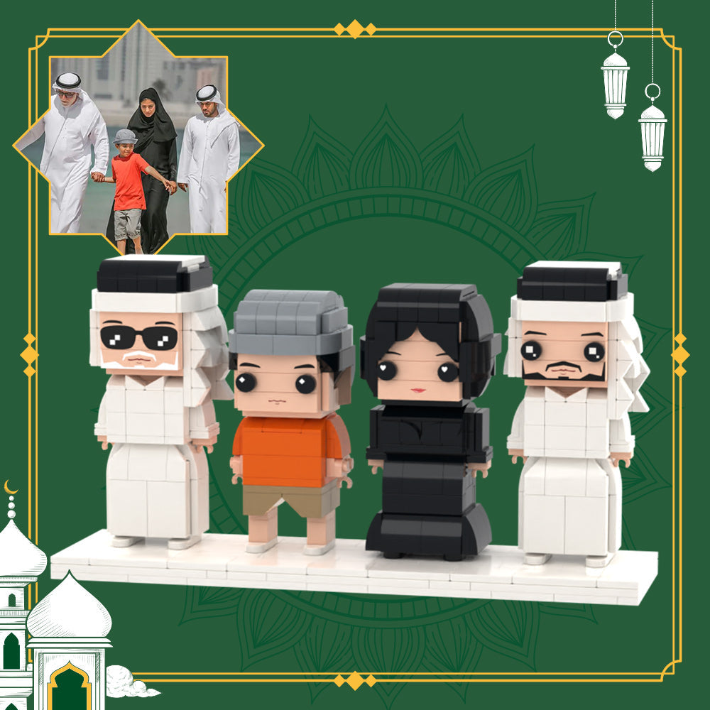 Family Gifts Full Body Customizable 4 People Custom Brick Figures Small Particle Block