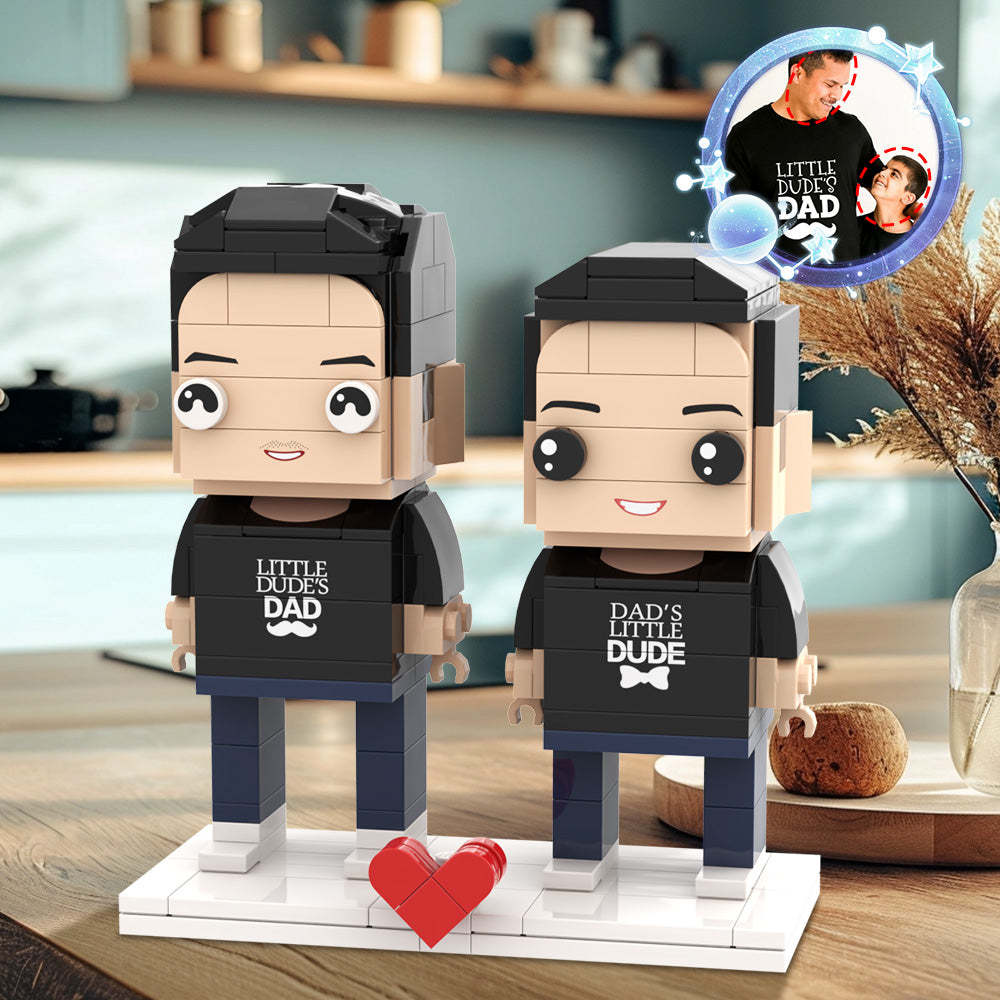 Daddy's Gift Matching Shirt Customizable Head 2 People Custom Brick Figures Gift for Daddy On Father's Day - MyCustomBrickheadz