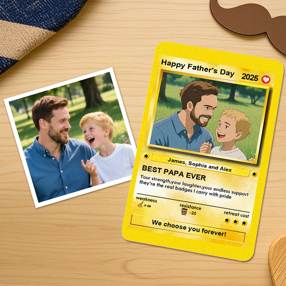 We Choose You Forever Custom Poke Card Fathers Day Gift For Poke Loving Dads Gift For Dad - MyCustomBrickFigures