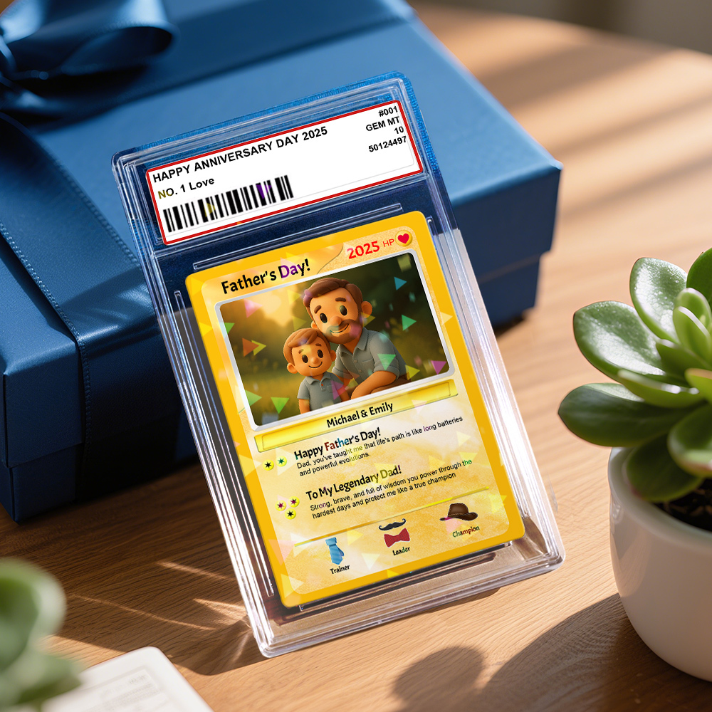 Personalized Father Tie Poke Card Retro Cartoon-Inspired Mini Gift for Dad Photo Text Poke Card - MyCustomBrickFigures