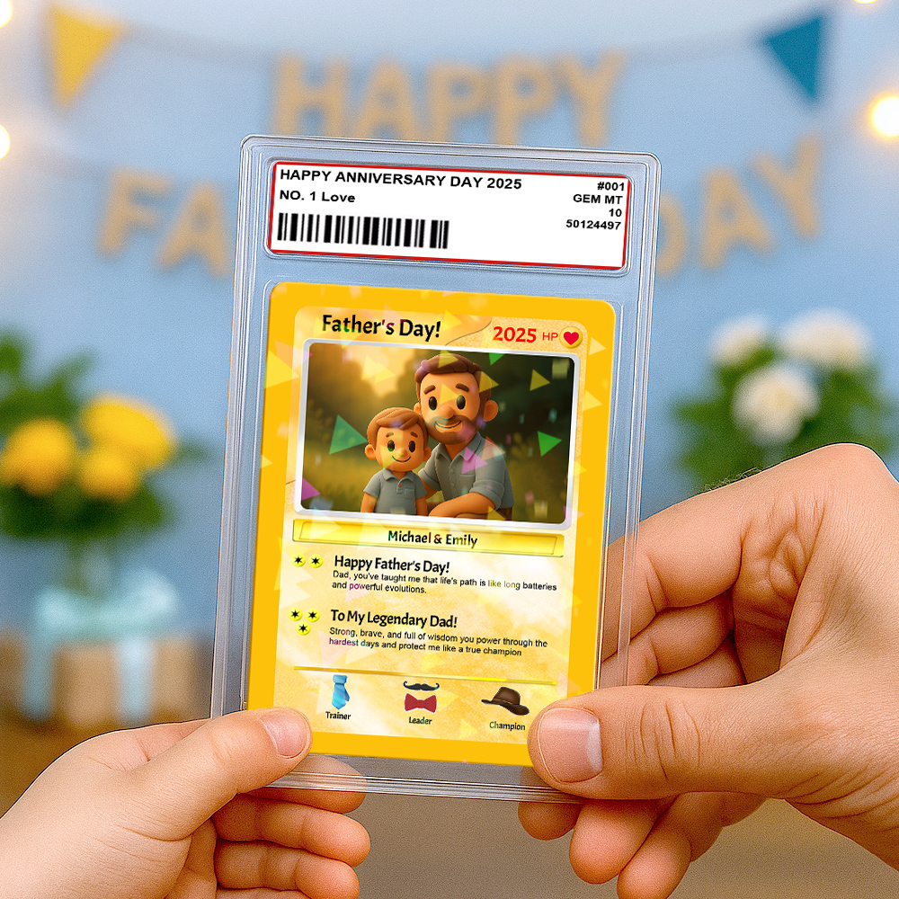 Personalized Father Tie Poke Card Retro Cartoon-Inspired Mini Gift for Dad Photo Text Poke Card - MyCustomBrickFigures