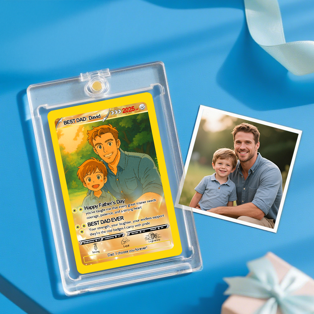 Custom Poke Card Clay Style Fathers Day Card Custom Text and Photo Poke Card Gift For Dad Poke Present - MyCustomBrickFigures