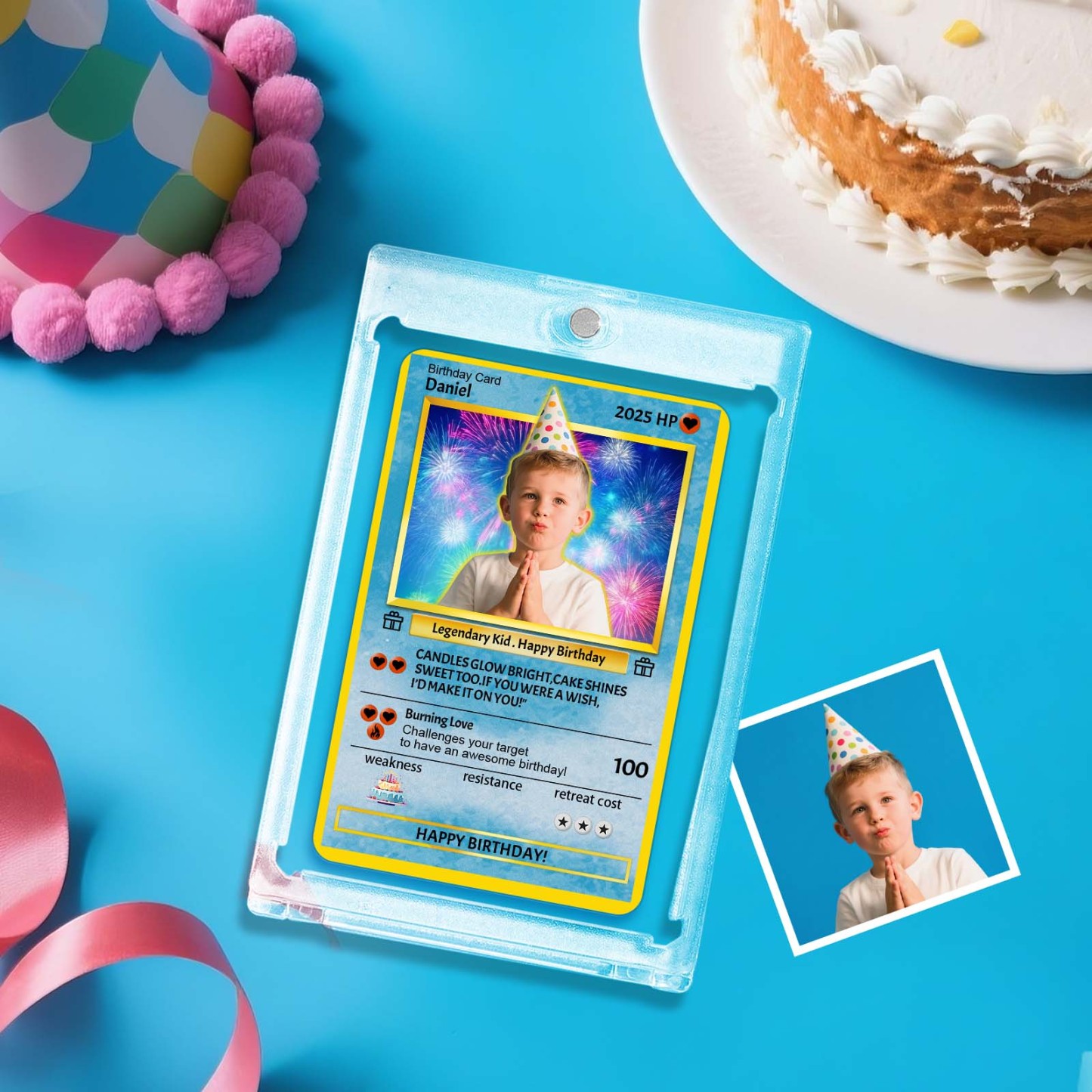 Personalized Photo Text Birthday Cards Personalized Card For Kid Birthday Gift Boyfriend Gift Birthday Keepsake Happy Birthday Poke Card - MyCustomBrickFigures