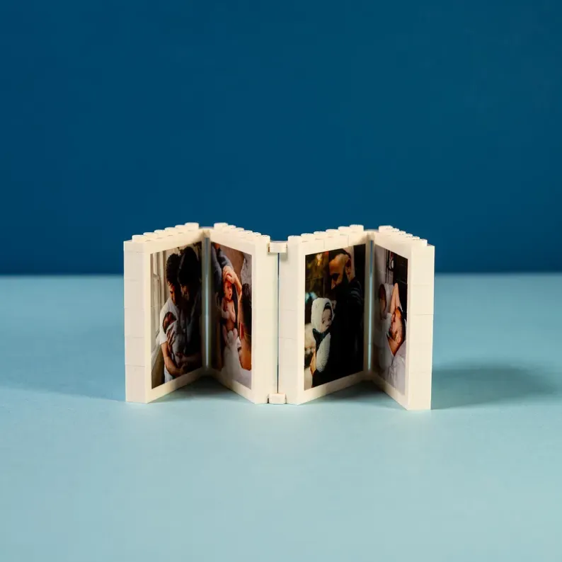 Personalised Fold-Out Daddy & Me Brick Photo Block Gift Mini Photo Album Keepsake Gift for Dad, Puzzle, Him, Dad, Fathers Day, Grandad