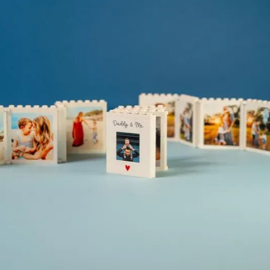 Personalised Fold-Out Daddy & Me Brick Photo Block Gift Mini Photo Album Keepsake Gift for Dad, Puzzle, Him, Dad, Fathers Day, Grandad