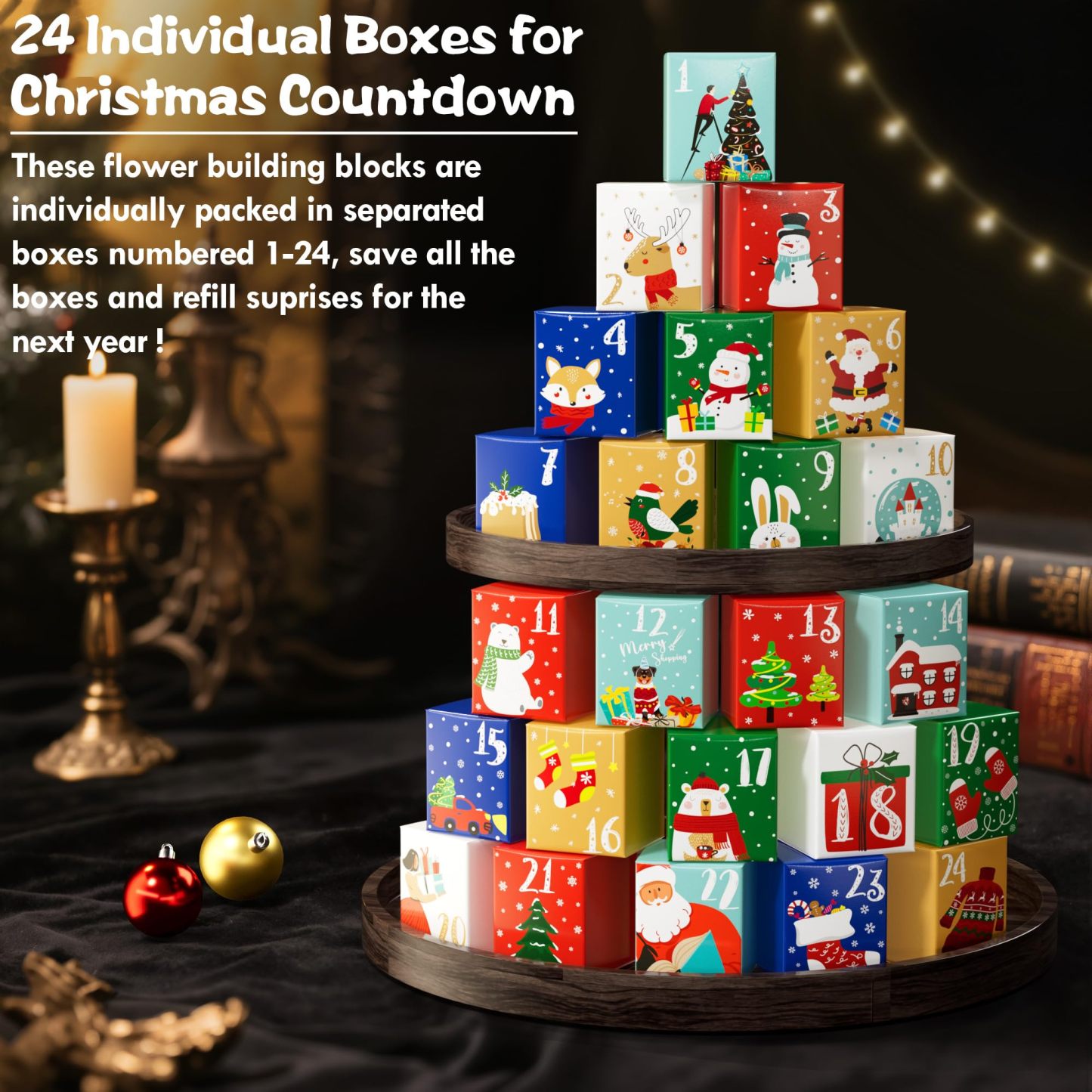 Flower Bouquet Advent Calendar Building Blocks – Christmas Countdown Blind Box - MyCustomBrickFigures