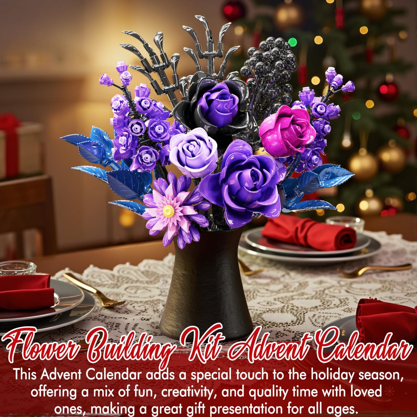 Flower Bouquet Advent Calendar Building Blocks – Christmas Countdown Blind Box - MyCustomBrickFigures