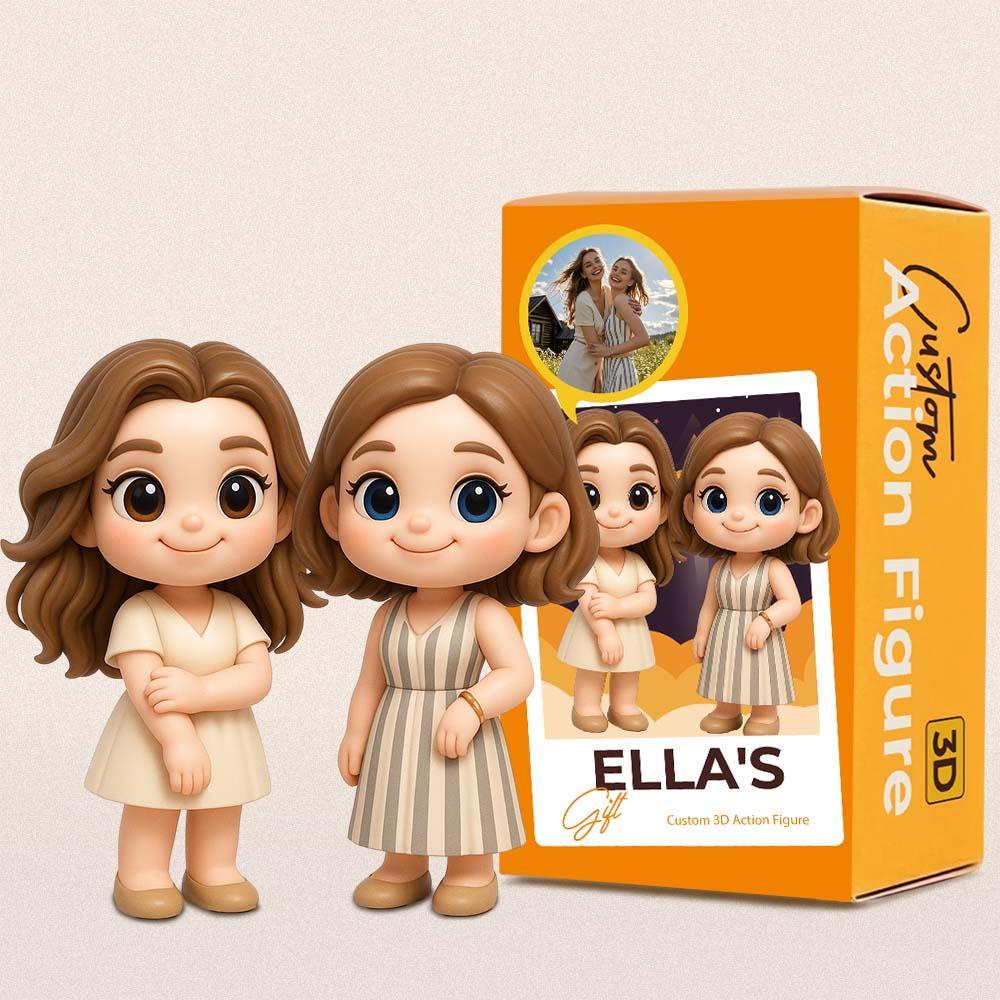 依照您的照片自訂 3d 動作人物 個人化玩具人物 為姊妹訂製動作玩具禮物 - MyCustomBrickFigures