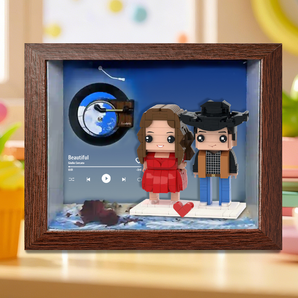 客製化積木人偶全身可自訂 2 人相框可播放歌曲 - MyCustomBrickFigures