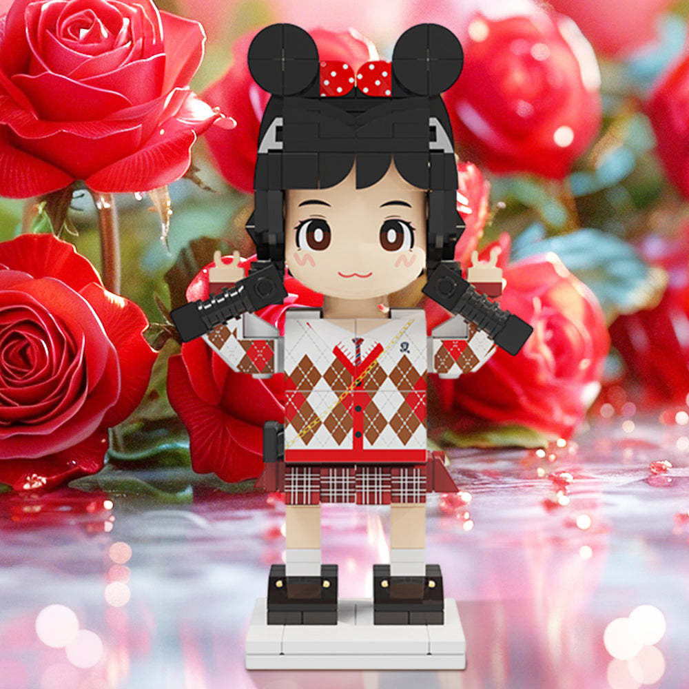 驚喜嘟嘟仔禮物 單人嘟嘟仔定製 情侶照片定製情侶禮物diy積木人擺件男女友情侶創意禮品