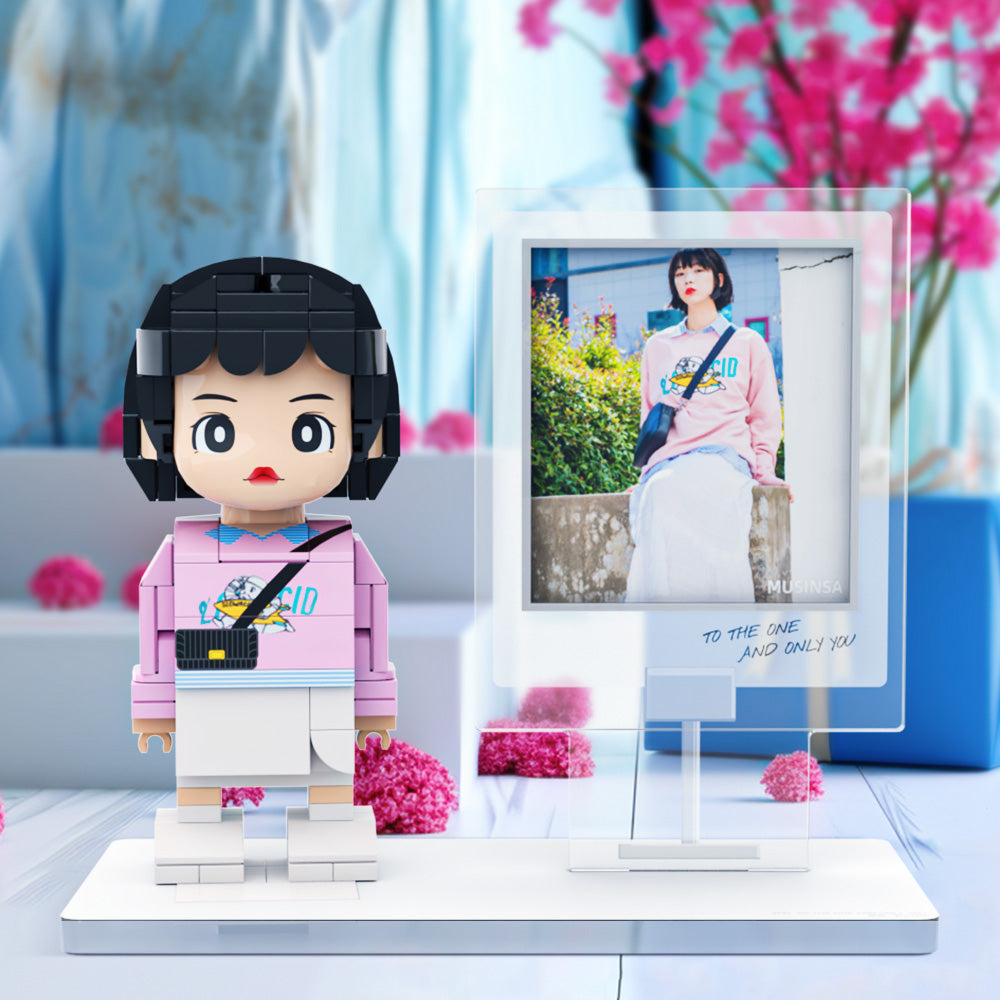 單人嘟嘟仔照片款定製 送給女友驚喜禮物 手工diy人像生日礼物女生 定製禮物diy積木人擺件