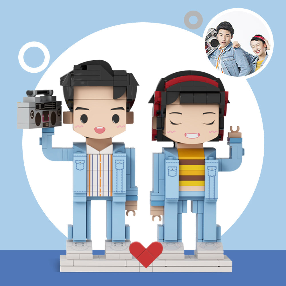 有趣的禮物可定制全身 2 人定制積木公仔個性化可愛臉積木公仔