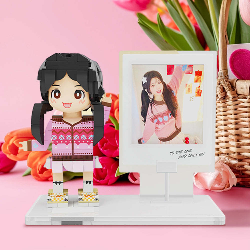驚喜禮物 單人嘟嘟仔照片款定製 情侶照片定製新婚禮物diy積木人擺件