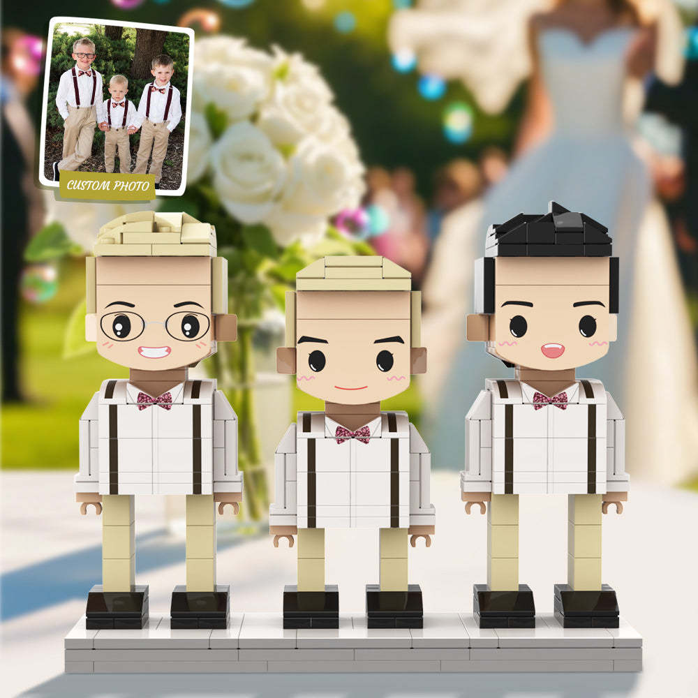 花童婚禮紀念品全訂製3人全訂製積木人結婚紀念日訂製積木人 - MyCustomBrickheadz