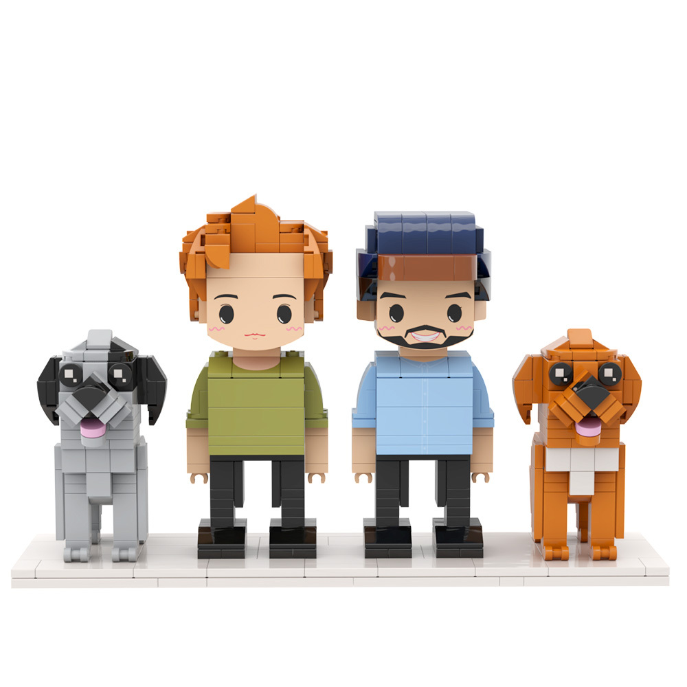 個性化單人全身人物與狗和貓寵物家庭禮物 - MyCustomBrickFigures