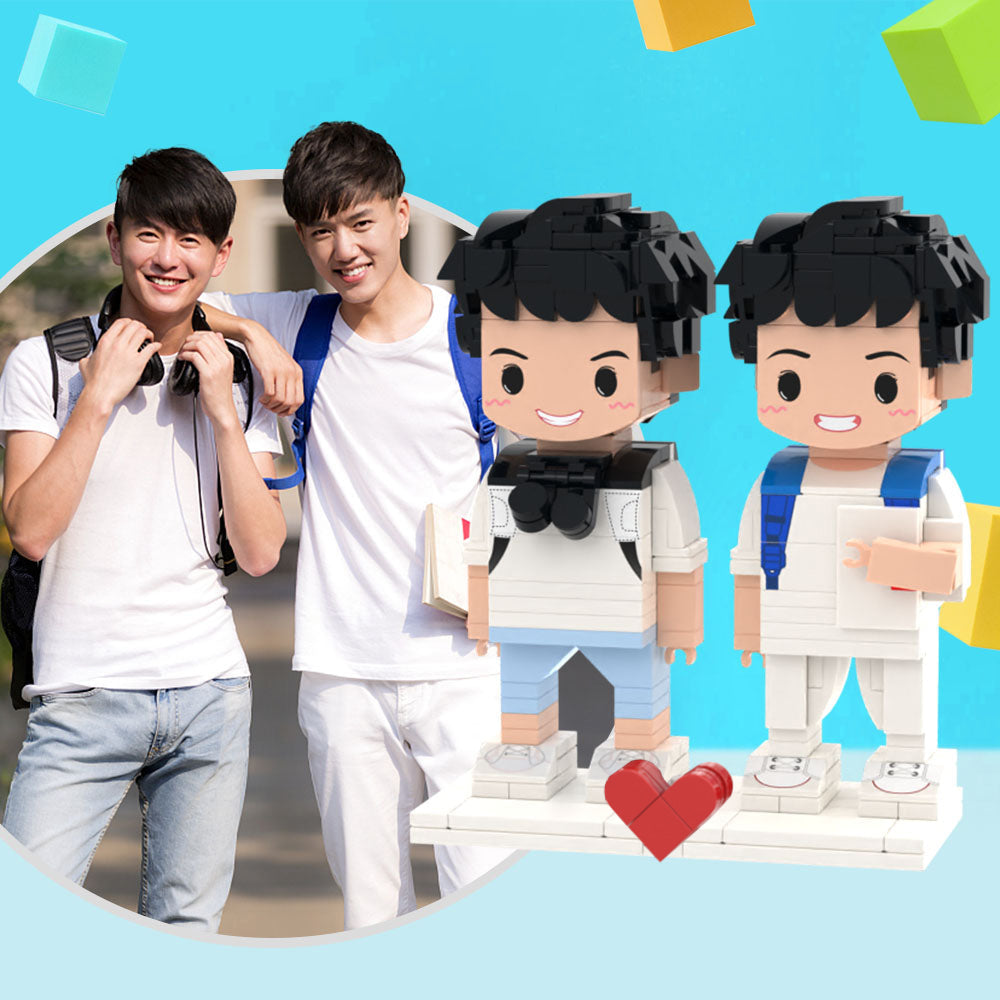 情人節禮物 送給兄弟的禮物創意積木可定制全身2人定制積木公仔個性化可愛面孔積木公仔