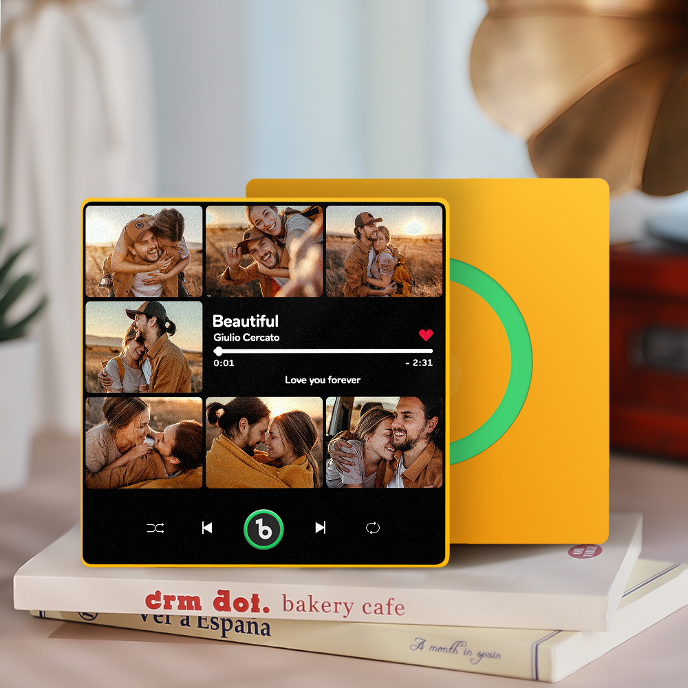 客製化音樂和多張照片冰箱貼個人化照片歌曲磁鐵可播放音樂週年紀念禮物 - MyCustomBrickFigures