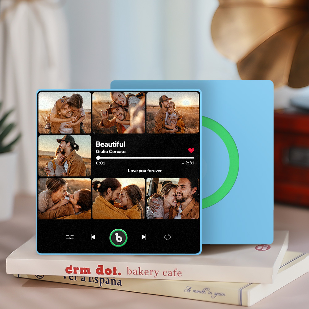 客製化音樂和多張照片冰箱貼個人化照片歌曲磁鐵可播放音樂週年紀念禮物 - MyCustomBrickFigures