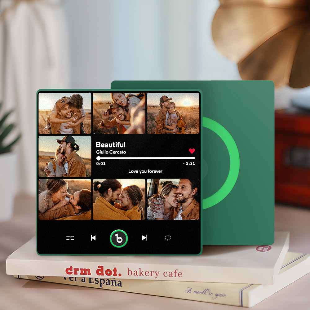 客製化音樂和多張照片冰箱貼個人化照片歌曲磁鐵可播放音樂週年紀念禮物 - MyCustomBrickFigures