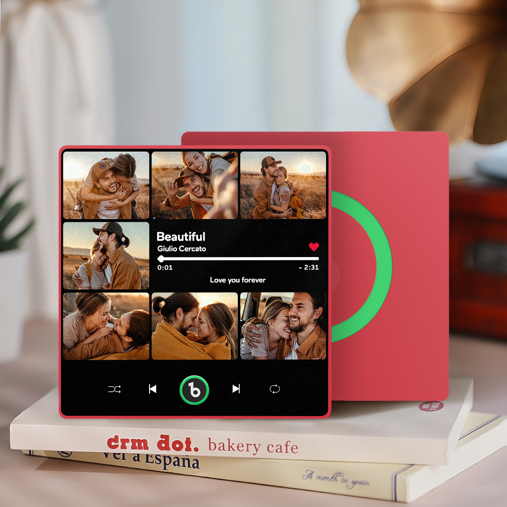 客製化音樂和多張照片冰箱貼個人化照片歌曲磁鐵可播放音樂週年紀念禮物 - MyCustomBrickFigures