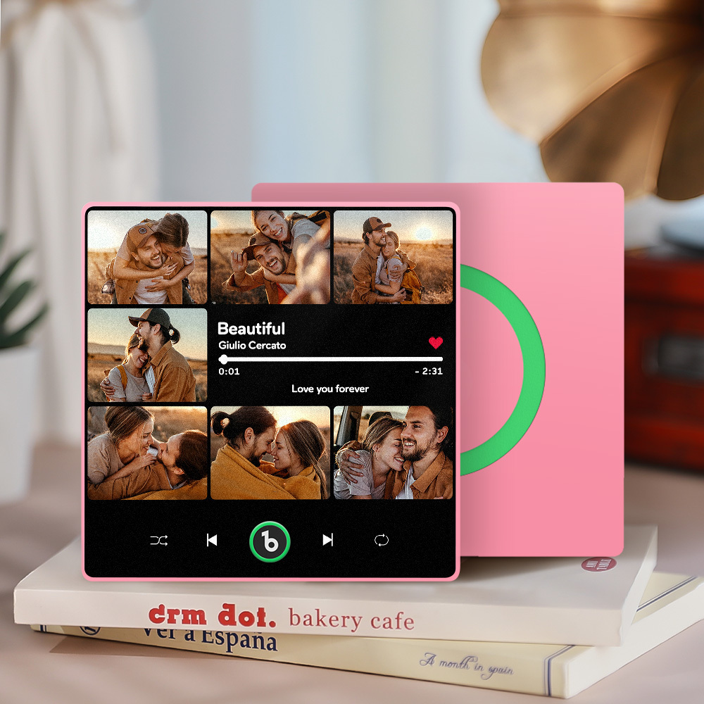 客製化音樂和多張照片冰箱貼個人化照片歌曲磁鐵可播放音樂週年紀念禮物 - MyCustomBrickFigures