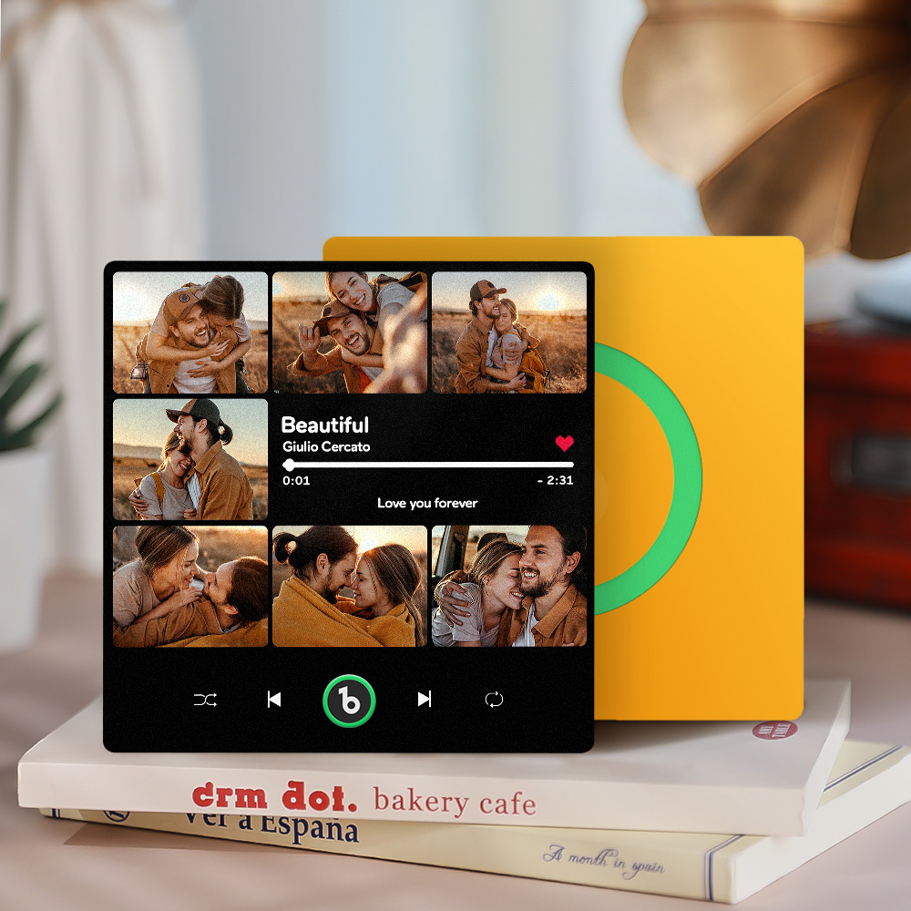 客製化音樂和多張照片冰箱貼個人化照片歌曲磁鐵可播放音樂週年紀念禮物 - MyCustomBrickFigures