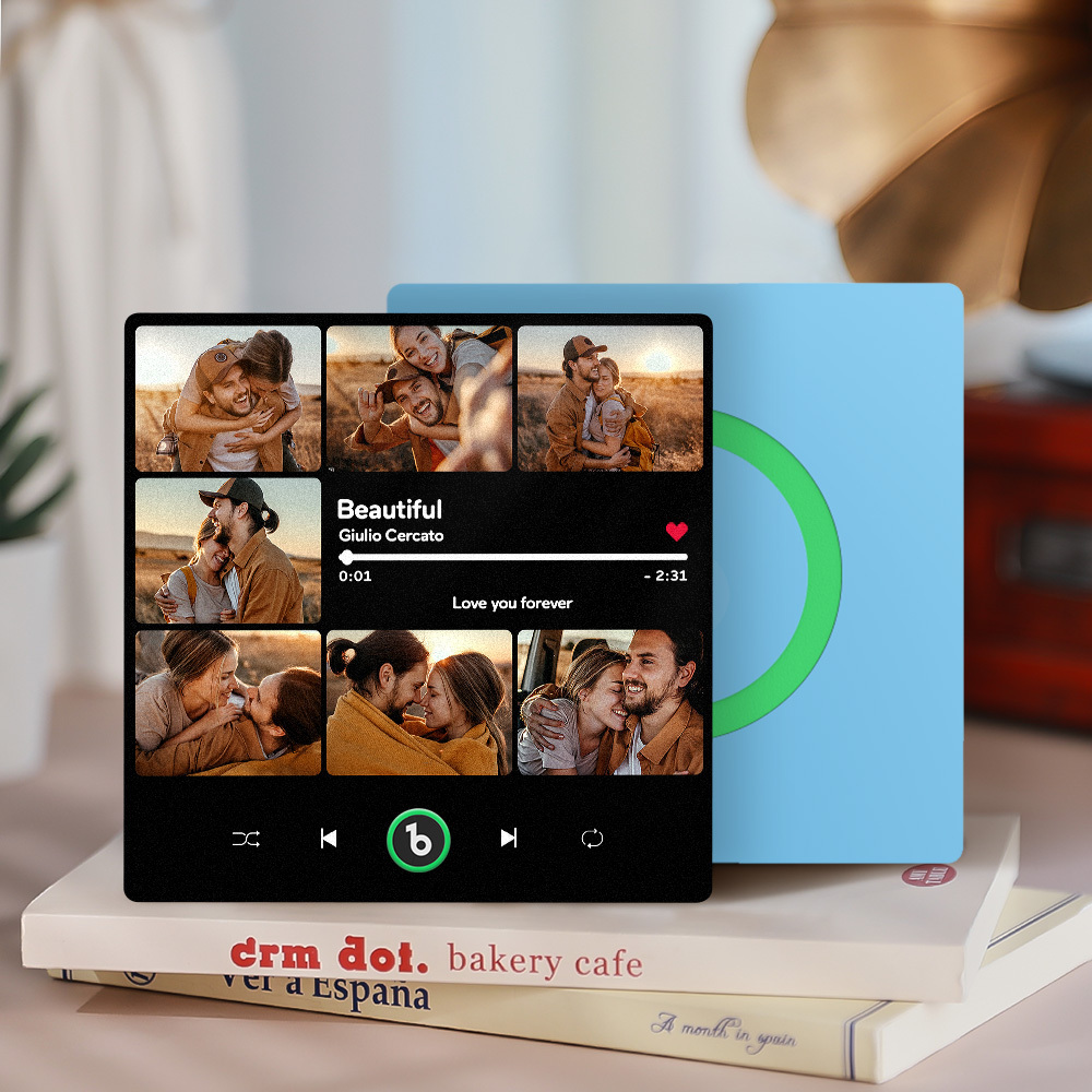 客製化音樂和多張照片冰箱貼個人化照片歌曲磁鐵可播放音樂週年紀念禮物 - MyCustomBrickFigures