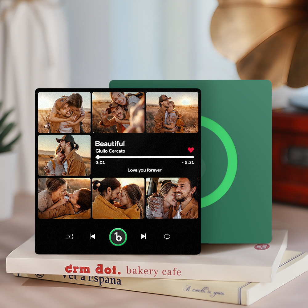 客製化音樂和多張照片冰箱貼個人化照片歌曲磁鐵可播放音樂週年紀念禮物 - MyCustomBrickFigures