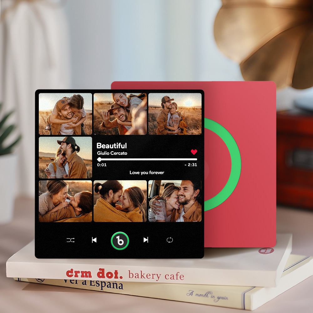 客製化音樂和多張照片冰箱貼個人化照片歌曲磁鐵可播放音樂週年紀念禮物 - MyCustomBrickFigures