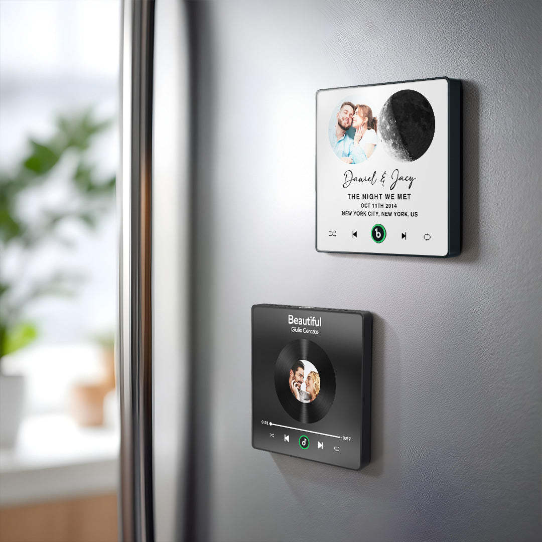 客製化音樂和月相冰箱貼 客製化月相冰箱貼，附音樂，可播放歌曲，支援藍牙連接，適合送給她的音樂禮物 - MyCustomBrickFigures