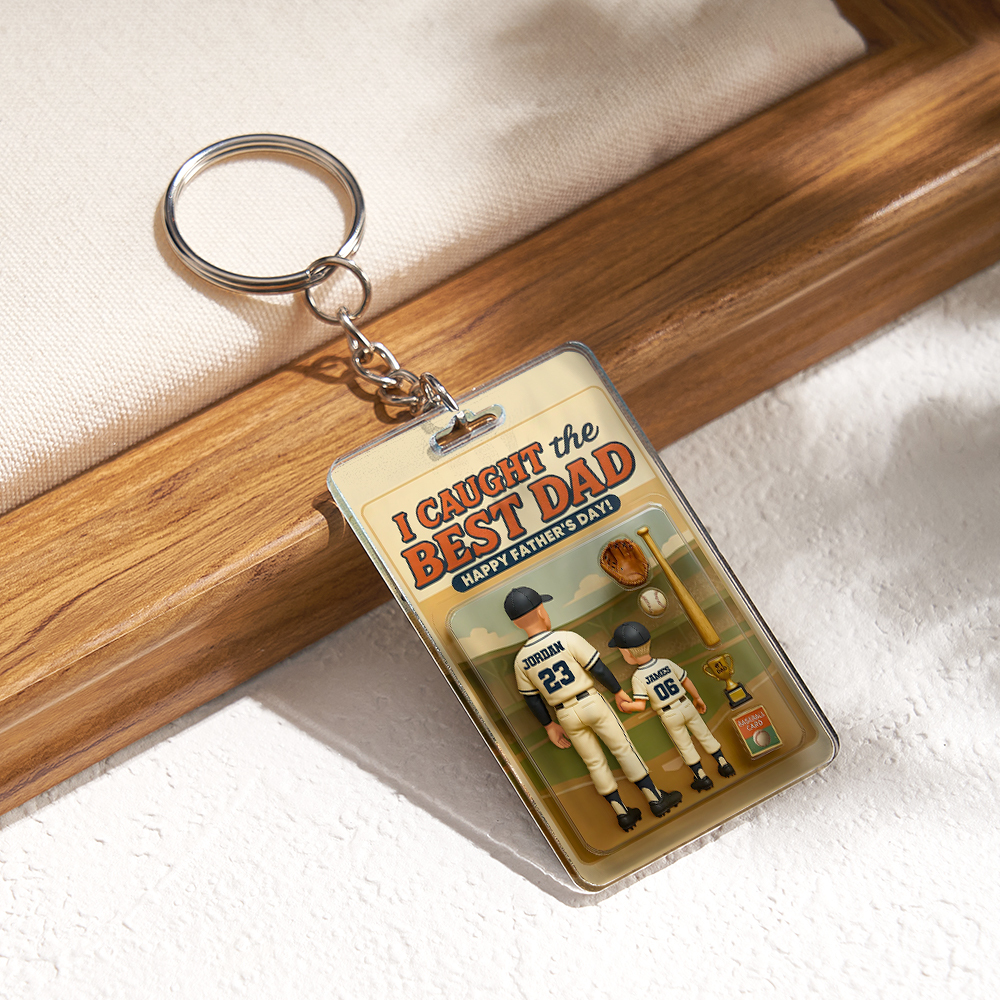 客製化3d效果活動人物包裝玩具盒風格藝術禮物個人化棒球壓克力鑰匙圈父親節禮物送給爸爸 - MyCustomBrickFigures