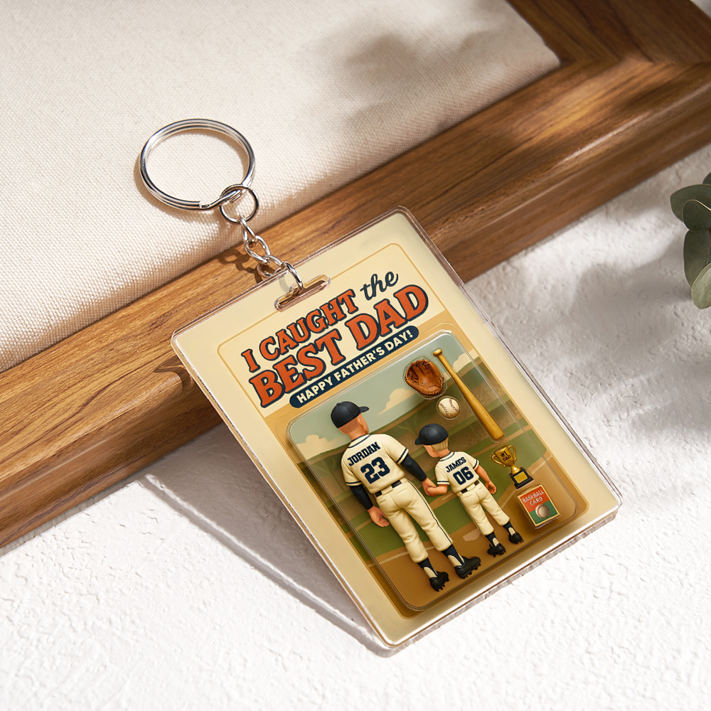 客製化3d效果活動人物包裝玩具盒風格藝術禮物個人化棒球壓克力鑰匙圈父親節禮物送給爸爸 - MyCustomBrickFigures