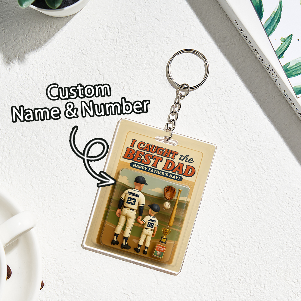 客製化3d效果活動人物包裝玩具盒風格藝術禮物個人化棒球壓克力鑰匙圈父親節禮物送給爸爸 - MyCustomBrickFigures