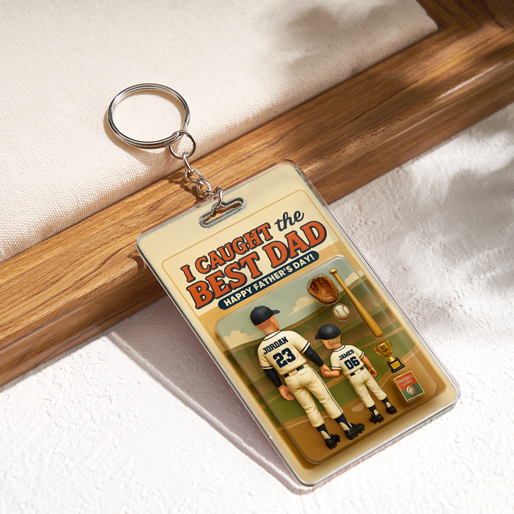 客製化3d效果活動人物包裝玩具盒風格藝術禮物個人化棒球壓克力鑰匙圈父親節禮物送給爸爸 - MyCustomBrickFigures