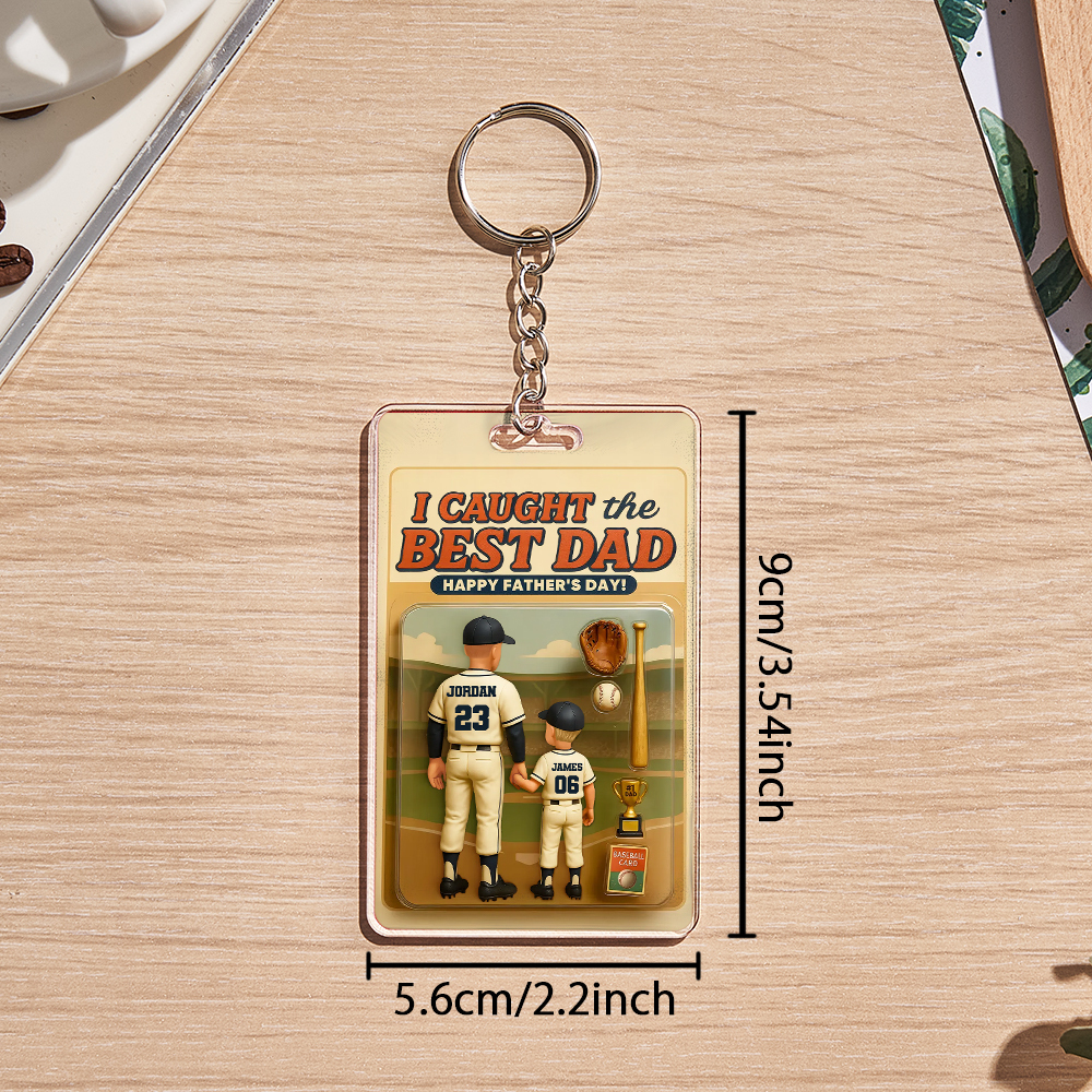 客製化3d效果活動人物包裝玩具盒風格藝術禮物個人化棒球壓克力鑰匙圈父親節禮物送給爸爸 - MyCustomBrickFigures