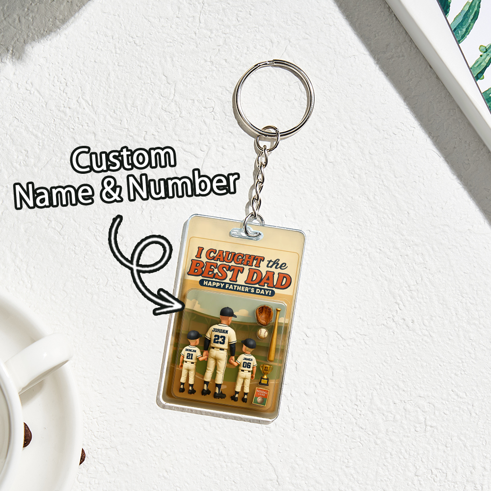 客製化3d效果活動人物包裝玩具盒風格藝術禮物個人化棒球壓克力鑰匙圈父親節禮物送給爸爸 - MyCustomBrickFigures