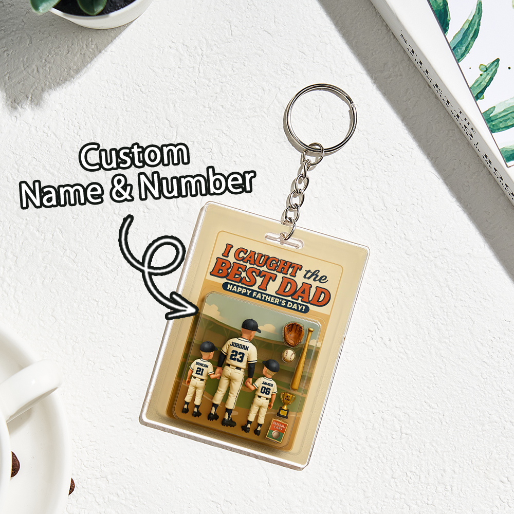 客製化3d效果活動人物包裝玩具盒風格藝術禮物個人化棒球壓克力鑰匙圈父親節禮物送給爸爸 - MyCustomBrickFigures