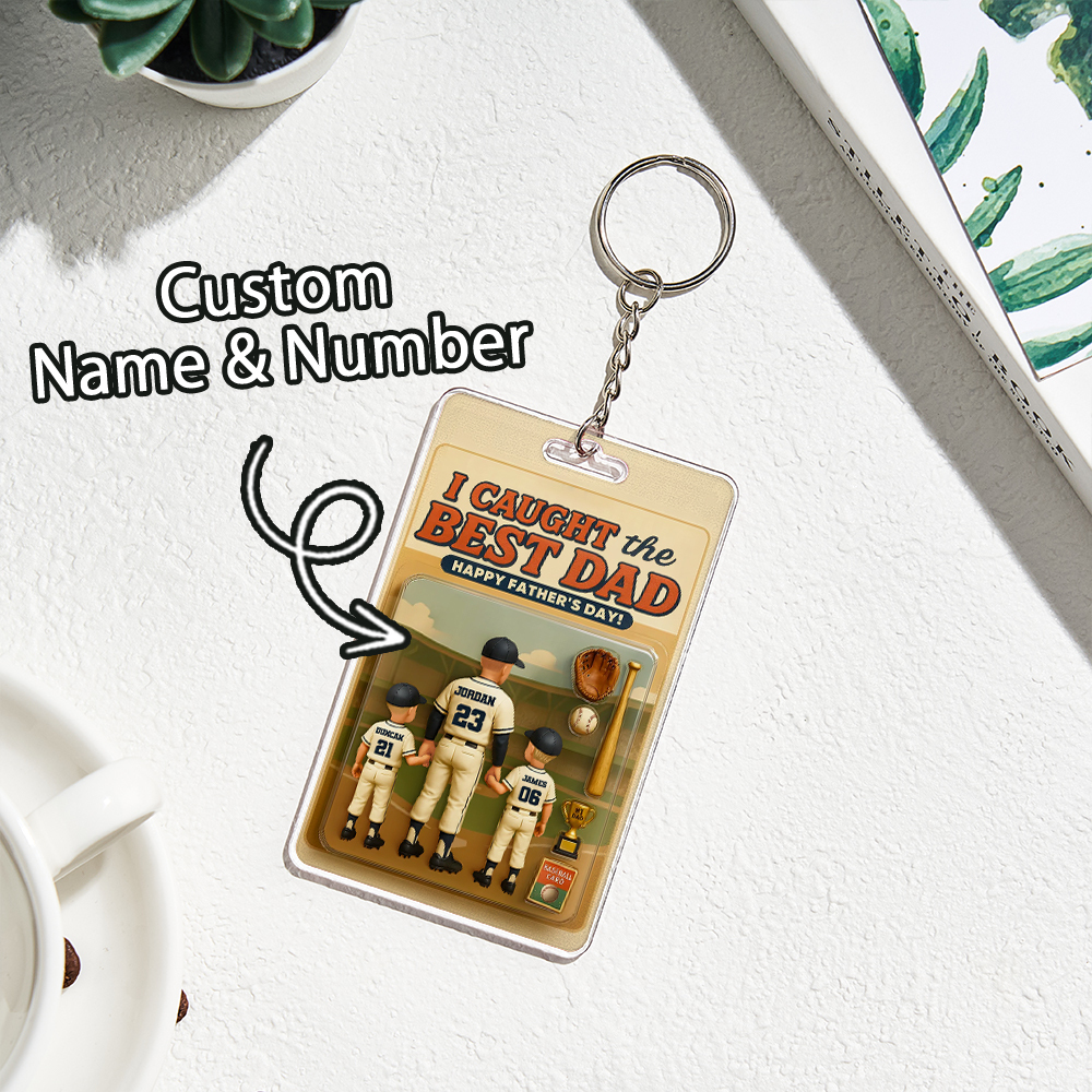客製化3d效果活動人物包裝玩具盒風格藝術禮物個人化棒球壓克力鑰匙圈父親節禮物送給爸爸 - MyCustomBrickFigures