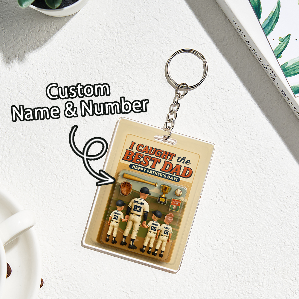 客製化3d效果活動人物包裝玩具盒風格藝術禮物個人化棒球壓克力鑰匙圈父親節禮物送給爸爸 - MyCustomBrickFigures