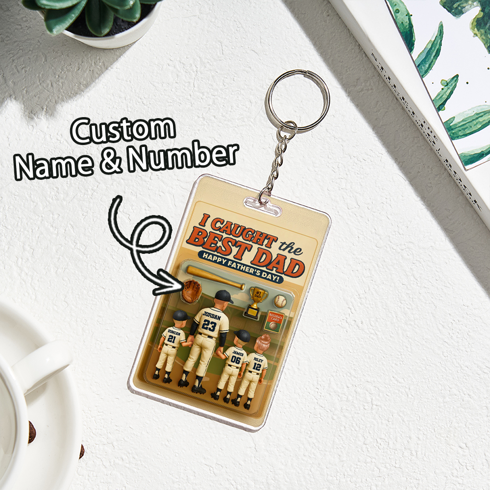 客製化3d效果活動人物包裝玩具盒風格藝術禮物個人化棒球壓克力鑰匙圈父親節禮物送給爸爸 - MyCustomBrickFigures