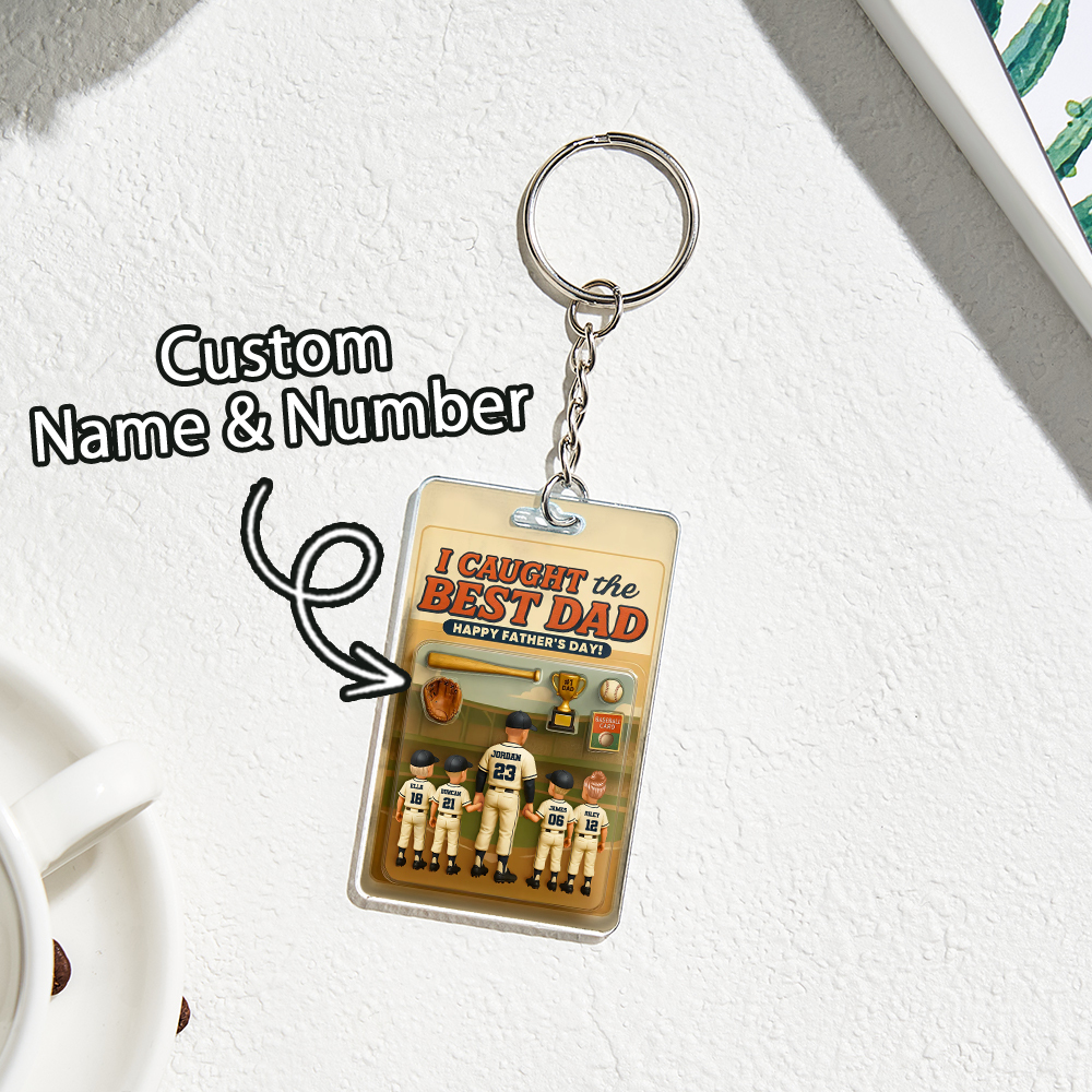 客製化3d效果活動人物包裝玩具盒風格藝術禮物個人化棒球壓克力鑰匙圈父親節禮物送給爸爸 - MyCustomBrickFigures